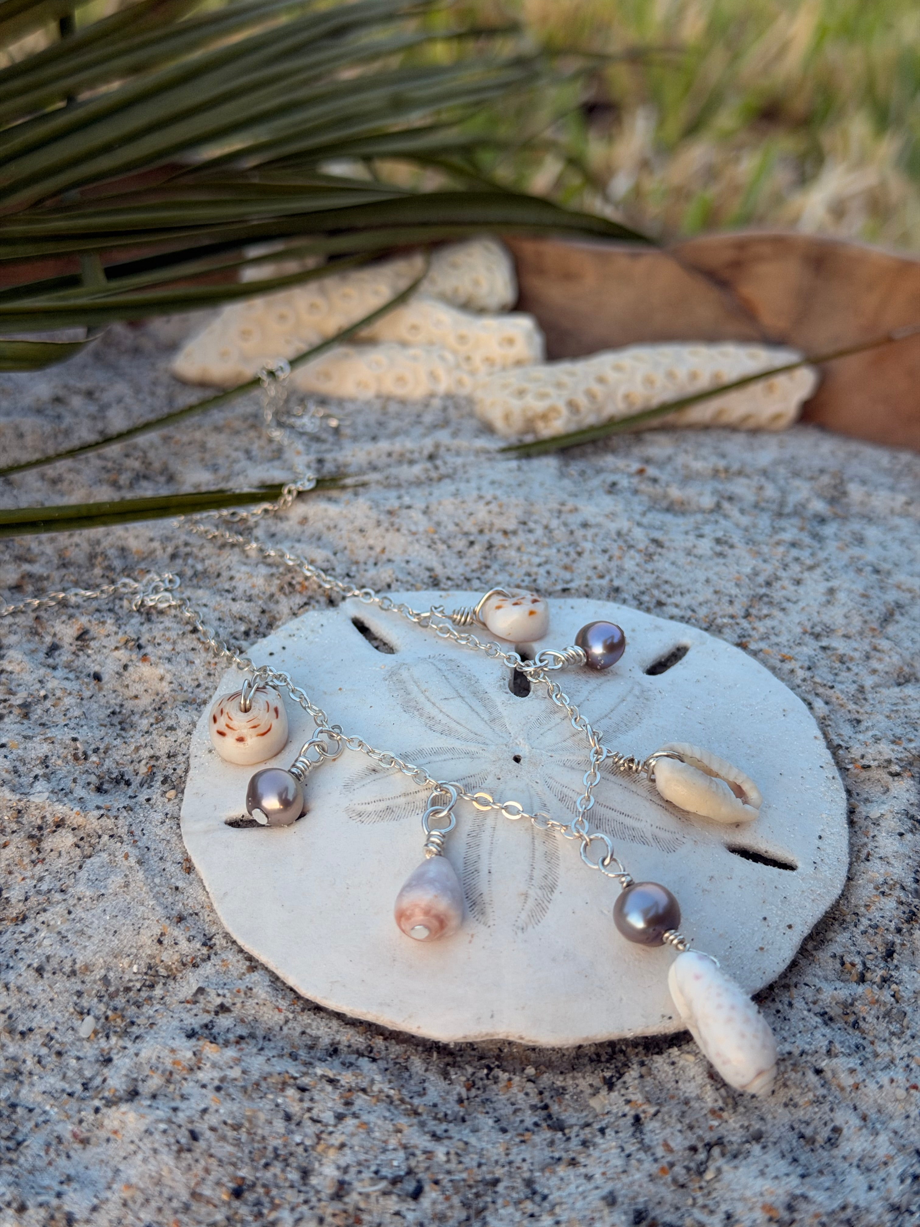 Cala – Low Tide Charm Necklace - Shell & Pearl Coastal Necklace