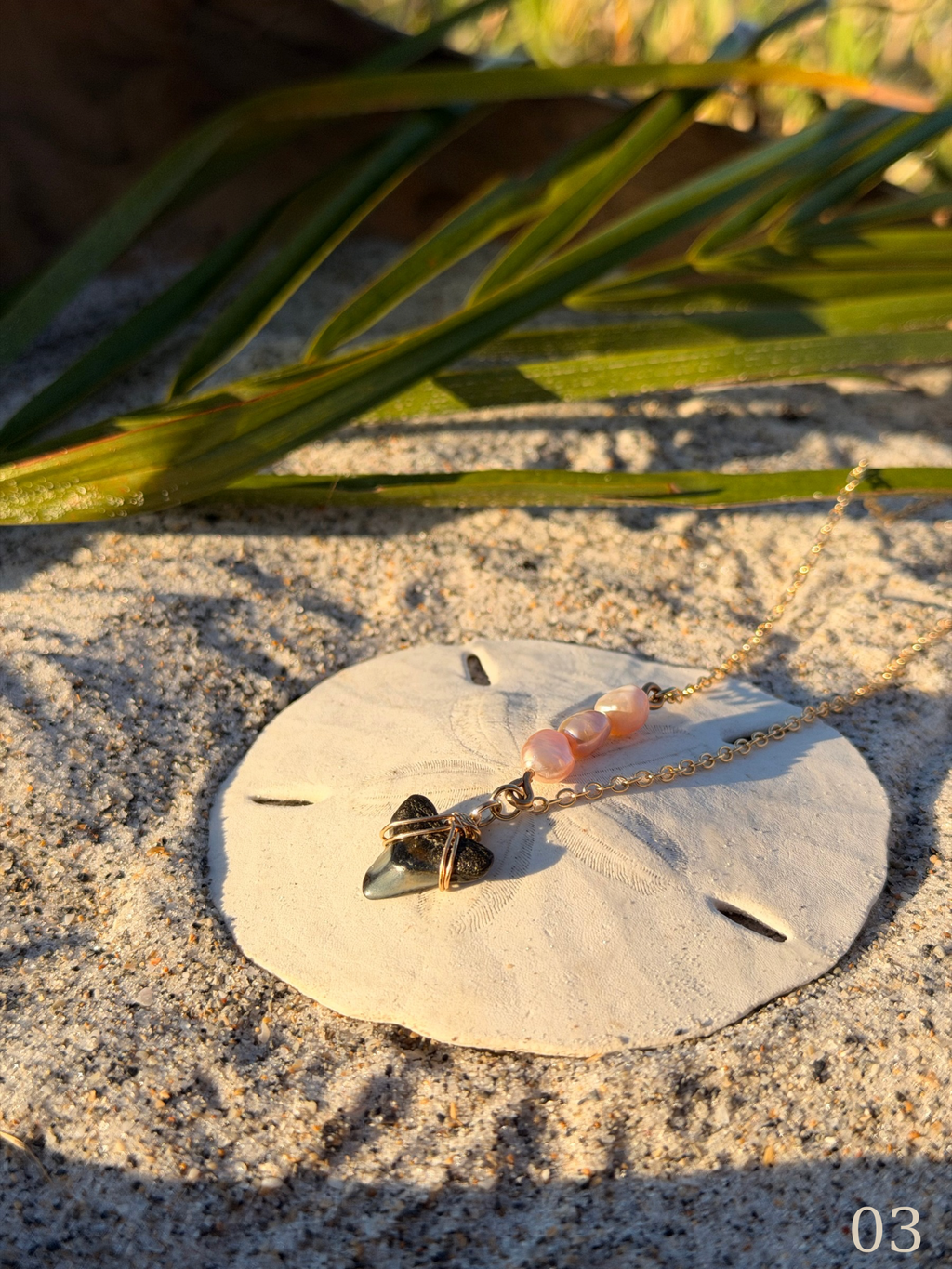 Leila - Gold Filled Shark Tooth Necklace with Pearls | Waterproof Coastal Ocean Jewelry