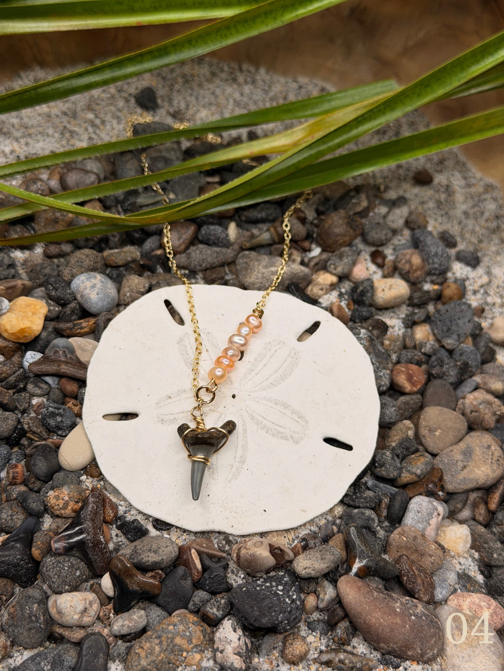 Leila - Gold Filled Shark Tooth Necklace with Pearls | Waterproof Coastal Ocean Jewelry