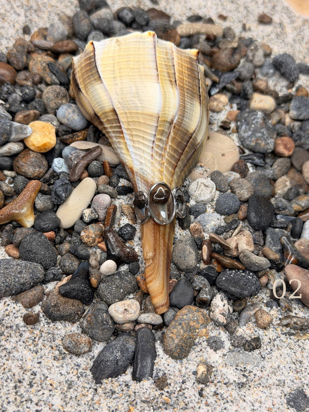 Talia - Triple Shark Tooth Ring • Resin Encased, Adjustable Stainless Steel, Ocean Jewelry