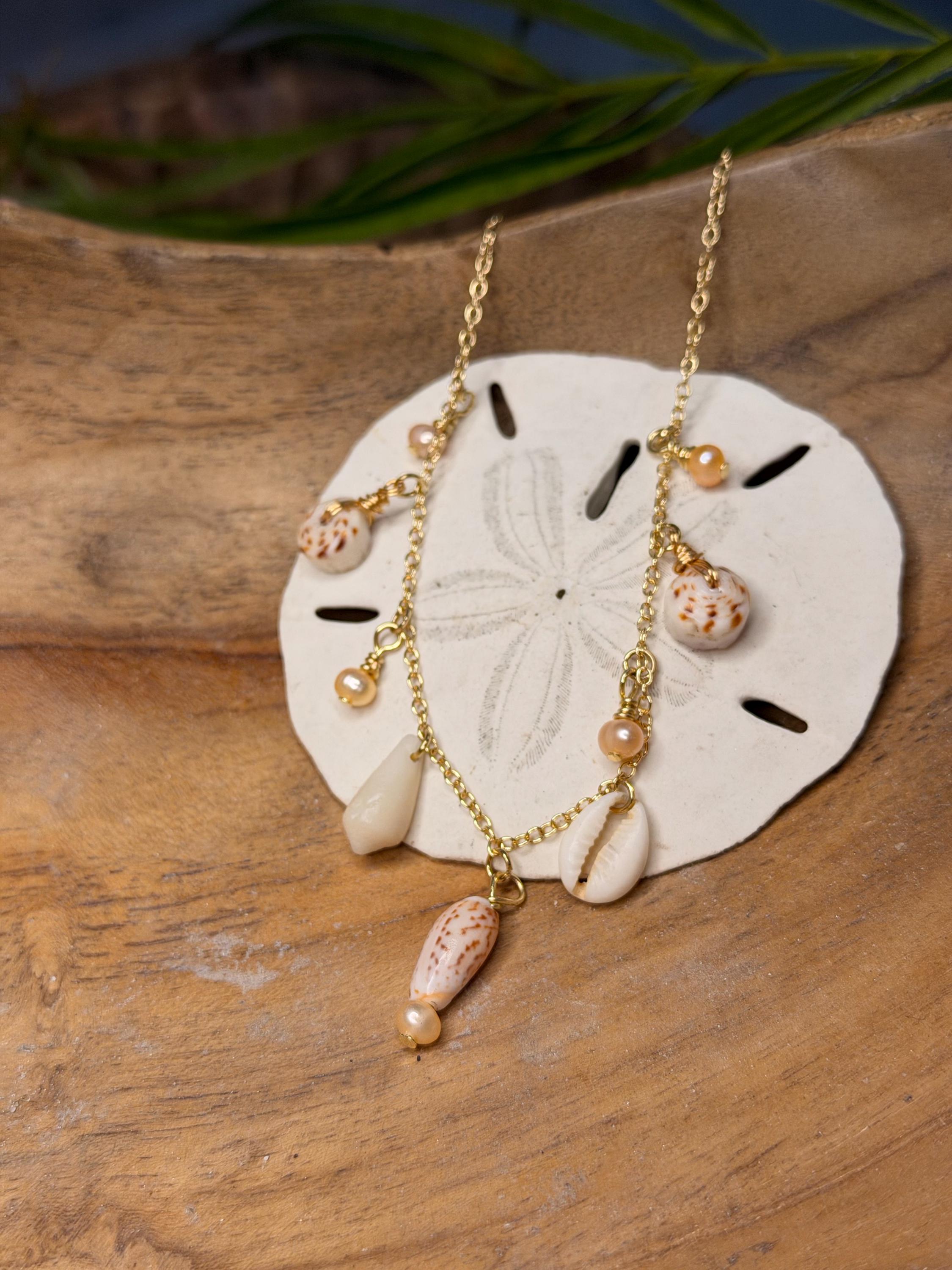 Alicia – Gold Charm Necklace Coastal Ocean Statement Jewelry