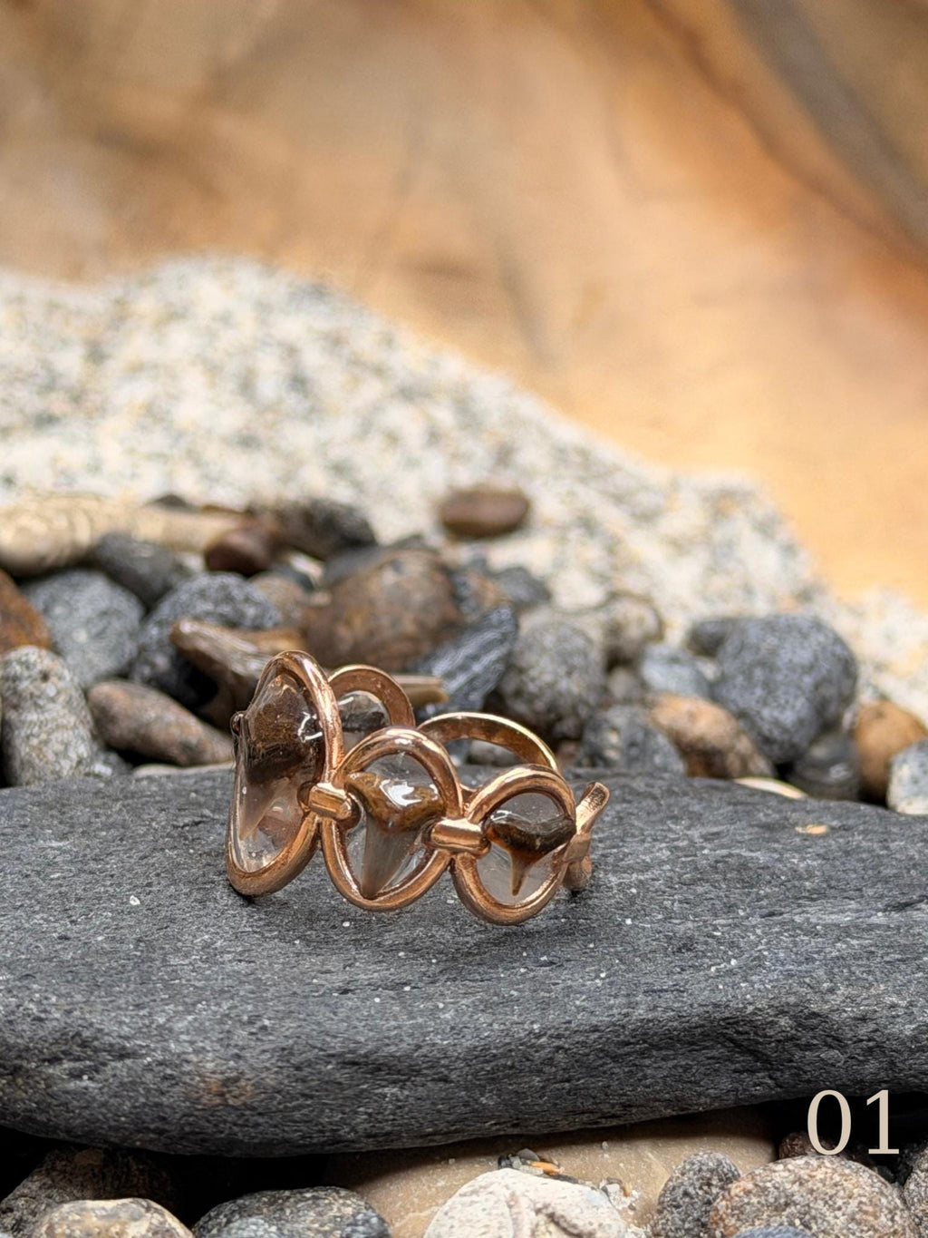 Lola -Shark Tooth Ring -  Rose Gold Five Tooth Statement Ring