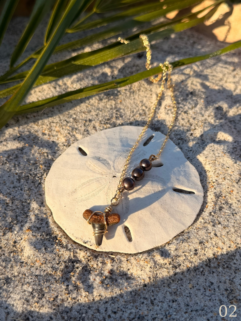Leila - Gold Filled Shark Tooth Necklace with Pearls | Waterproof Coastal Ocean Jewelry