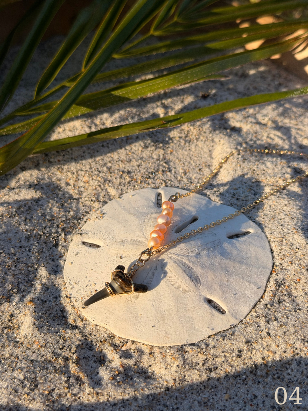 Leila - Gold Filled Shark Tooth Necklace with Pearls | Waterproof Coastal Ocean Jewelry