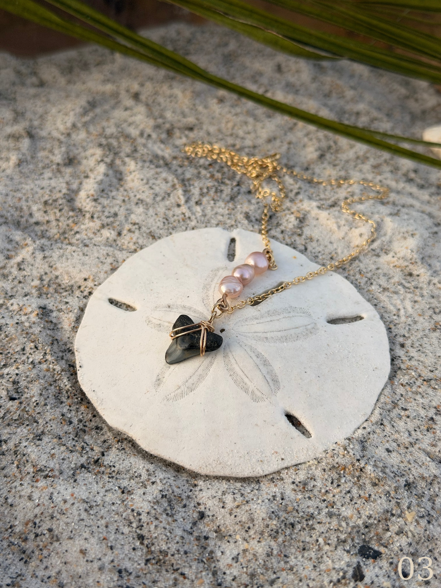 Leila - Gold Filled Shark Tooth Necklace with Pearls | Waterproof Coastal Ocean Jewelry