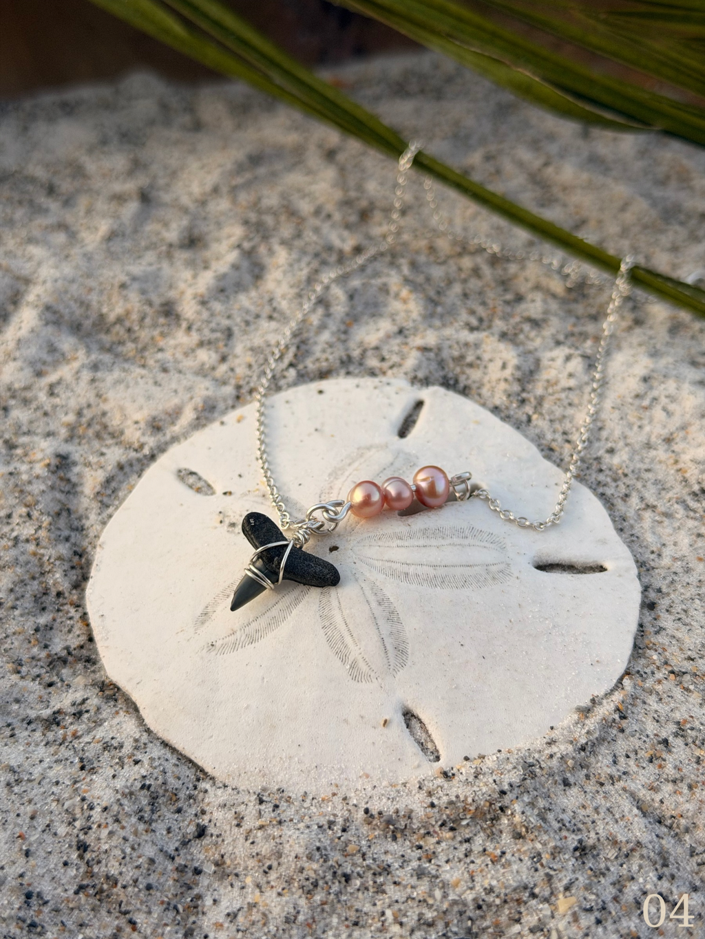 Leila - Shark Tooth Necklace Sterling Silver – Freshwater Pearl Ocean Jewelry