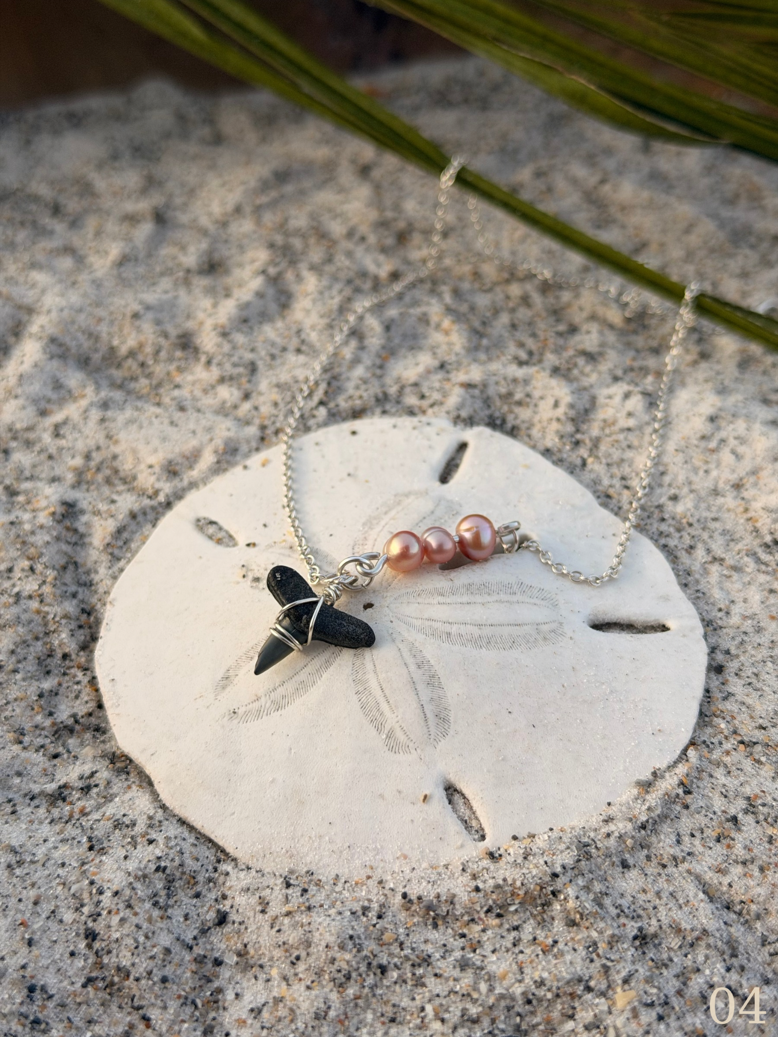 Leila - Shark Tooth Necklace Sterling Silver – Freshwater Pearl Ocean Jewelry