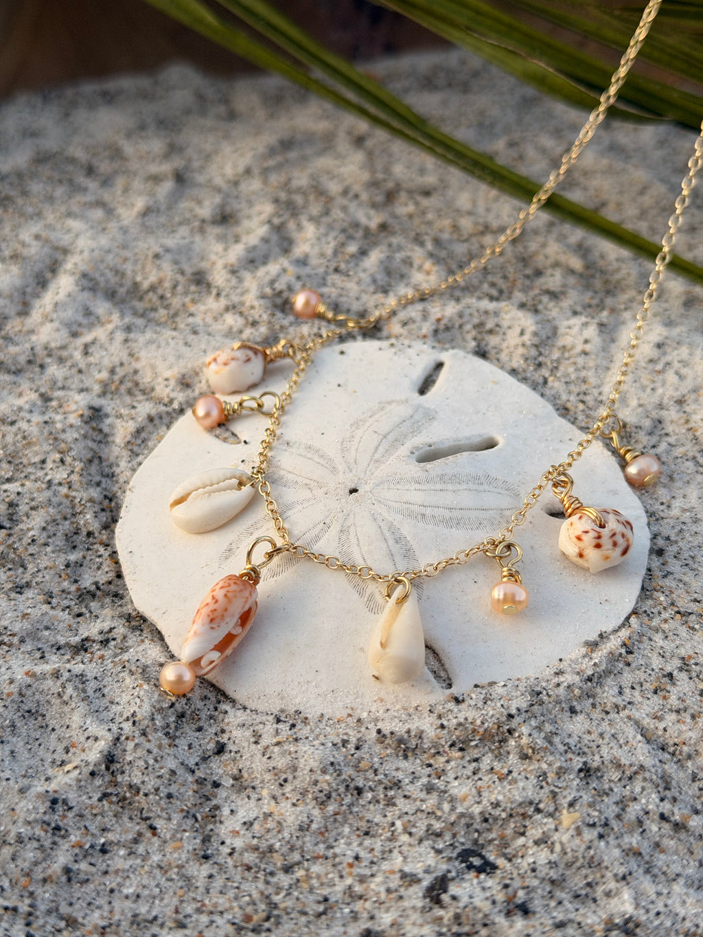 Alicia – Gold Charm Necklace Coastal Ocean Statement Jewelry