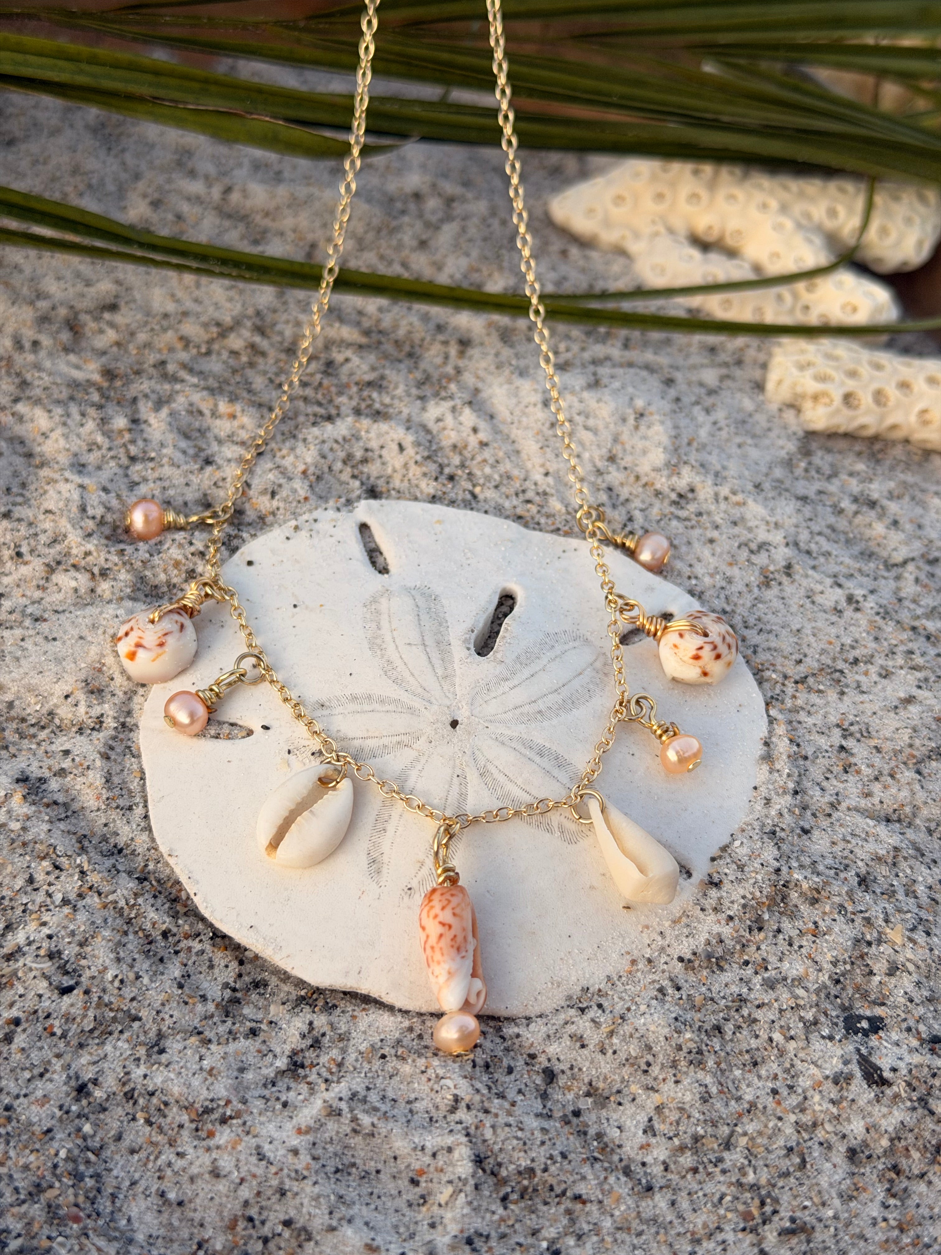 Alicia – Gold Charm Necklace Coastal Ocean Statement Jewelry