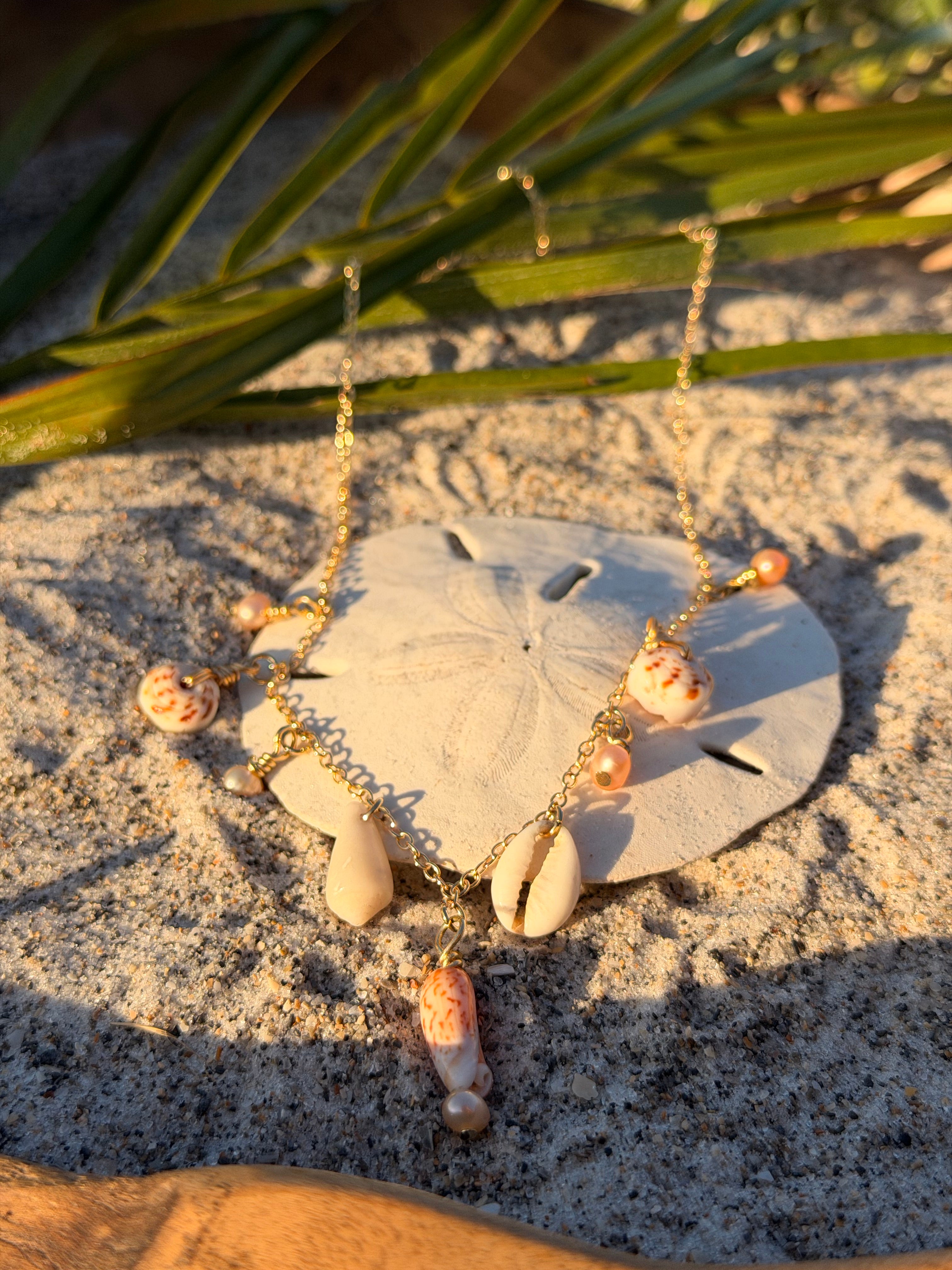 Alicia – Gold Charm Necklace Coastal Ocean Statement Jewelry