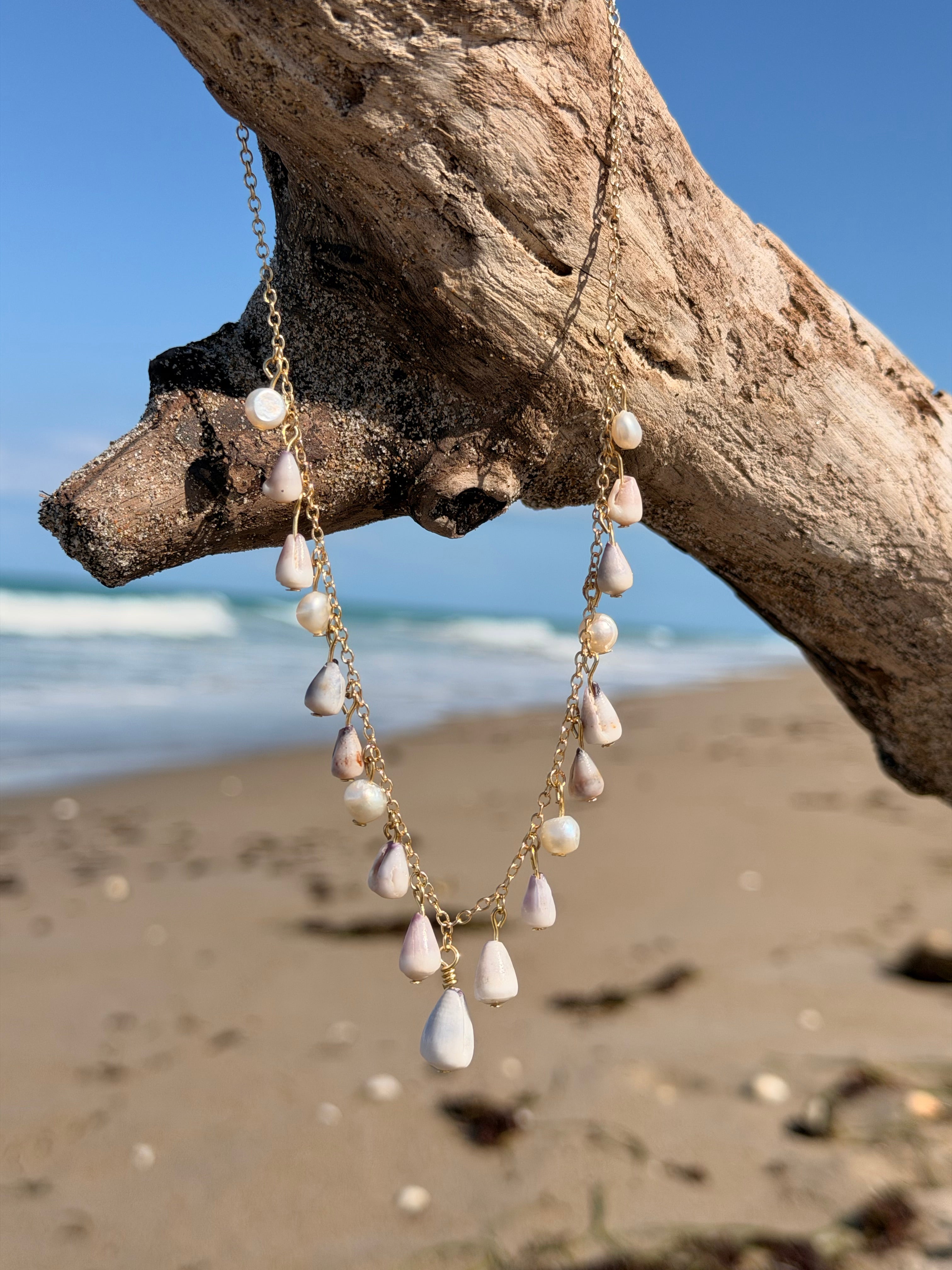 Nalu – Cone Shell Necklace - Rare Cascading Coastal Statement Jewelry
