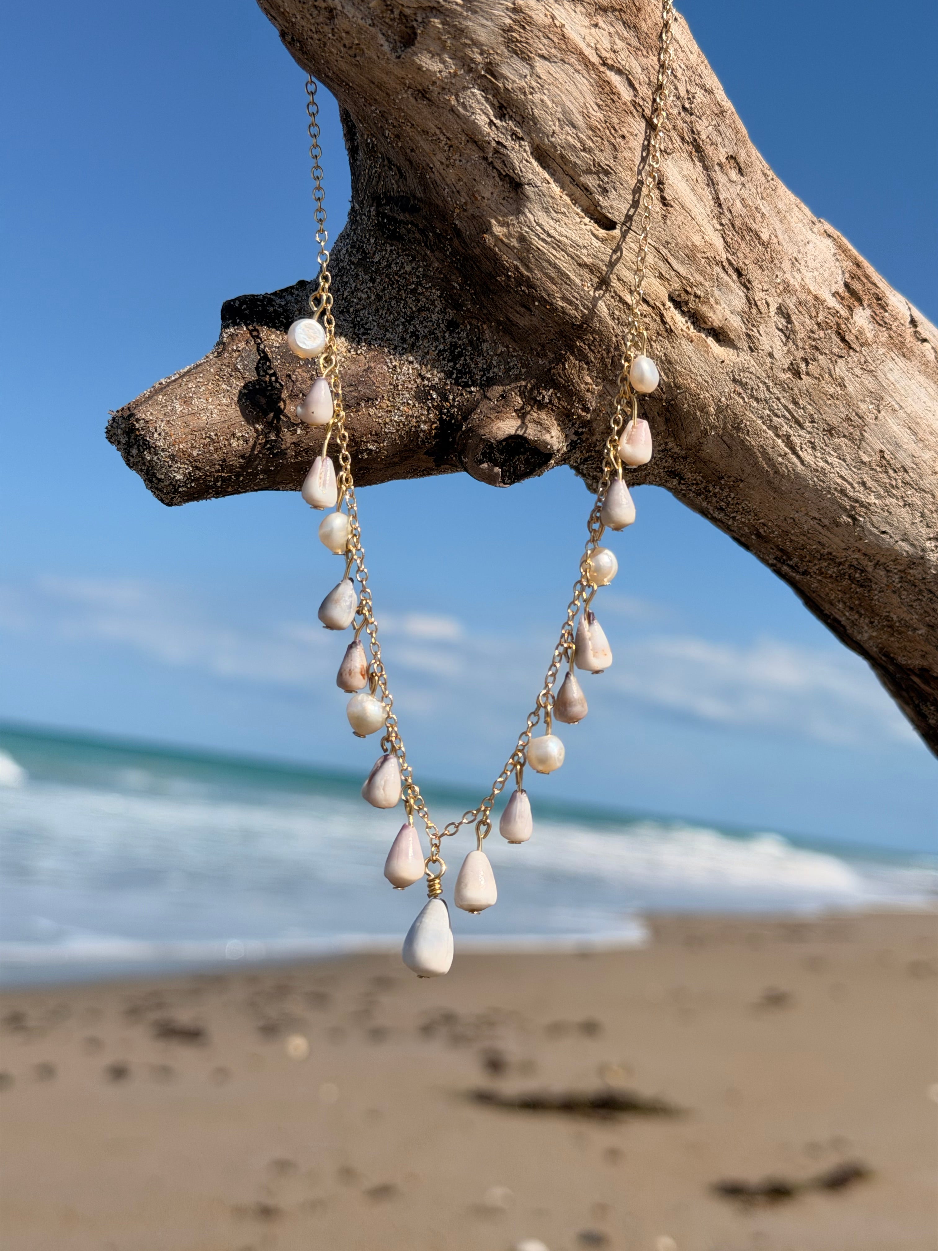 Nalu – Cone Shell Necklace - Rare Cascading Coastal Statement Jewelry