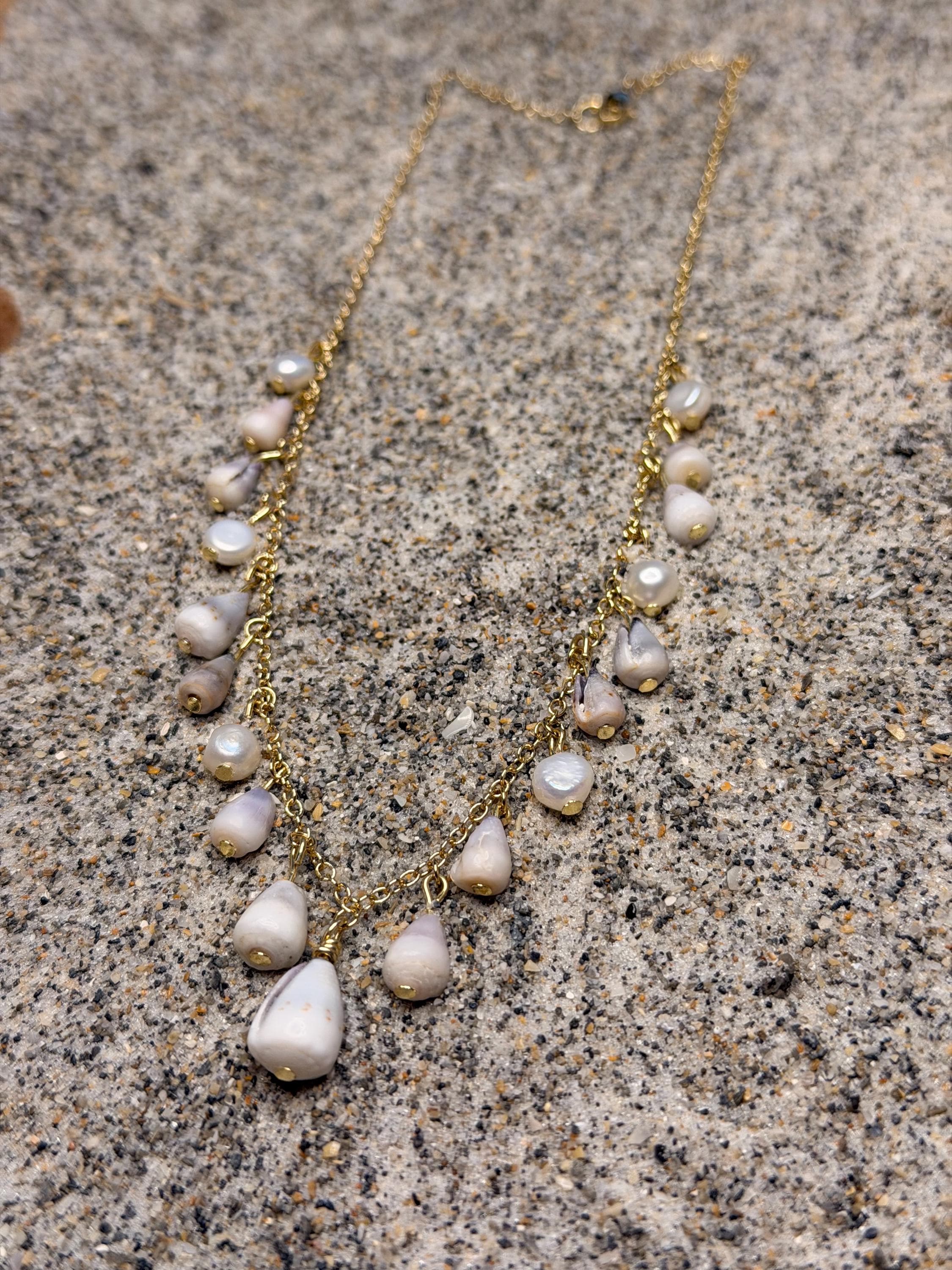 Nalu – Cone Shell Necklace - Rare Cascading Coastal Statement Jewelry