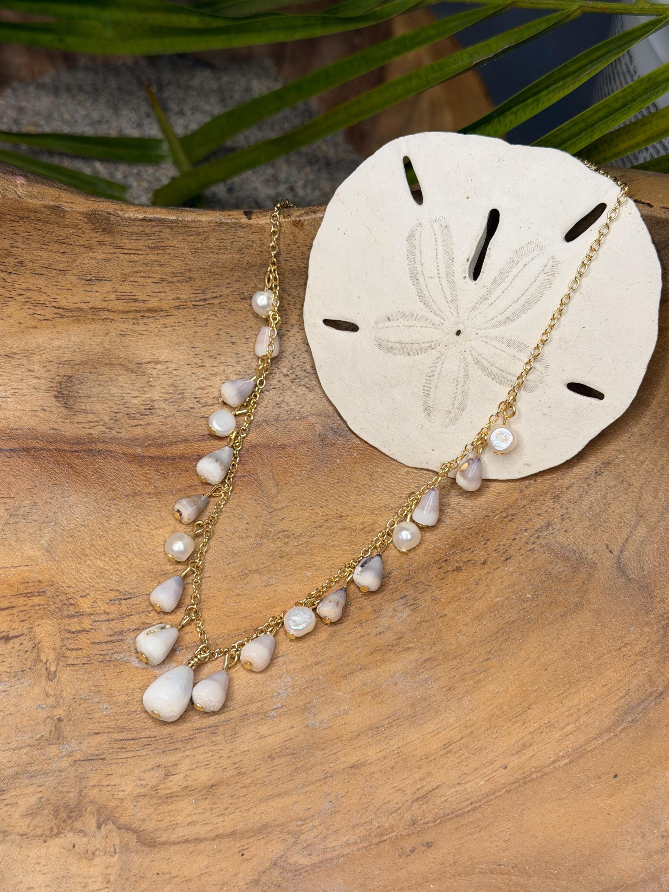 Nalu – Cone Shell Necklace - Rare Cascading Coastal Statement Jewelry